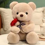no.1 first choice Soft Teddy Bear with Stuffed Red Rose | Plush Soft Toy(Brown Color)