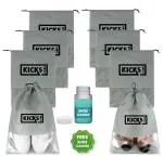 KICKS CARE Non-Woven Shoe Bags with Transparent Window & Draw String | Shoe Storage Bag | Travel Shoe Cover | Waterproof | Shoe Organizer Bag | Grey (Pack of 6)