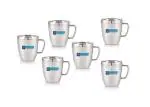 Shreepal Stainless Steel Double Wall Big Apple Milk/ Coffee Mug, Capacity-300 ml. 6-Piece set.
