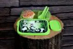 Plizzo Kitchenware panda lunch box green color 1 2 Containers Lunch Box (800 ml)