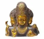 Kartique Brass Trimurti Miniature Elephanta Idol - 10 inch