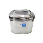 JVL Blue-Grey Stainless Steel Cubic Store Tin With C Thru Lid 4.5L