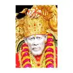 SHASWAT ART Sai Baba Face Sparkle Coated Self Adhesive Wallpaper Without Frame Digital Reprint 24 inch x 36 inch Painting