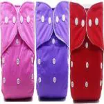 Swito Marts Baby Cloth Pocket Diaper Cover , Reusable Washable Adjustable Snap Buttons Waterproof Nappies for Newborn Infants with Wet-Free Insert Fleece Liner Pad-(0-12 Months)(Combo of 3 Cloth Diaper+1 Cotton Microfiber Insert) ()