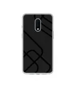 Casotec Zig-Zag Black Line Design Printed Silicon Soft TPU Back Case Cover for OnePlus 7