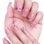 Secret Lives Acrylic Artificial Designer Fake Nails Extension Pink Color 3D Pink Crystals and Glitter 24 pcs Set