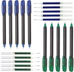 Pentel EnerGel 0.7MM Roller Gel Pen | Quick Dry Ink For Smudge-Free Writing | Ink Colour - 5 Blue and 5 Green | Pack of 10 Pens and 10 Refills