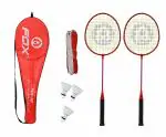 Fox Badminton Combo Fox-72 Badminton Rackets with 3pc Plastic Shuttlecock and Badminton net