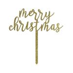 Festiko Holiday Cake Toppers, Gold Glitter, Merry Christmas