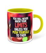 Whats Your Kick Motivation Limits Quotes Design Printed Yellow Ceramic Coffee Mug and Tea Mug 325 ml