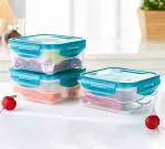 Groupon Blue Plastic Containers With Airtight Lids, 800 Ml (Pack Of 3)