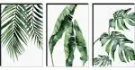 SAF Set of 3 Preety Green Leaf Modern Art MDF Self Adhessive UV Textured Painting 27 Inch X 12 Inch(Each Painting Size 12 Inch X 9 Inch) PHC30197