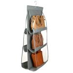 MSclassy Dust Proof Hanging Handbag Purse Clutch Organizer with 6 Large Compartments & Hanger (Grey), Cotton