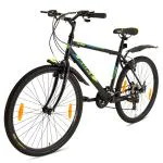 Avon BicyclesSpike 26T 21S MTBwith 26 inches wheel size and 18.5 inches Carbon steel Frame| Shimano Gear Set, Rigid Suspension, V Brakes and Steel Rims | Available in Matt Black | Suitable for all terrains