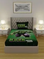 Marvel Avengers Hulk Print Cotton Single Bedsheet 60 x 90 inch with Pillow Cover 17 x 27 inch