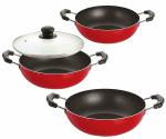 Nirlon 4 pcs of Red Non-stick Aluminium Kitchen Cookware Set