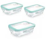 Treo By Milton Hi Borosilicate Clip Fresh Rectangular Container, 200 ml, (Pack Of 3)
