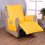 HOKIPO Quilted Recliner Sofa Mat with Side Pockets, Yellow (IN-727)