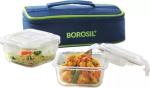 BOROSIL 320ML MICROWAVABLE GLASS LUNCH BOX SQUARE -SET OF 2