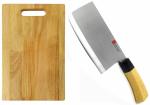 Shruthi Combo Heavy Duty Wooden Chopping Board + Guns Large Chopper Knife 7' INCH Professional Ideal Serving Tray for Meat, Cheese, Fruits & Vegetables