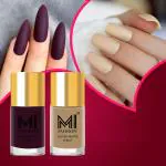 MI Fashion Soft Smooth Unique Matte Nail Polish Combo Sets of 2 Unique Colors (Wine,Nude) 9.9ml each
