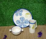 Caffeine Blue Breakfast Set (Set Of 3)