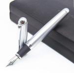 GOLD LEAF Jinhao X750 Fountain Pen in Steel Finish With Silver Trim 18 KGP Medium Nib