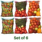 Earthy Fab Ziplock Bags for Fridge Storage, Vegetable Bags for Fridge Storage, Pack of 6.