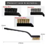 MLD Set of 3 Pc Mini Wire Brush Cleaning Tool Kit Brass, Nylon, Stainless Steel Bristles, Gas Stove Cleaning Brushes for Car Kitchen Tool (set of 3,color-multi,material-plastic)