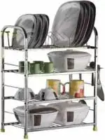 CHARVI Stainless Steel 4 shelf Wall Mount Kitchen Racks 24*18 inches Plate Kitchen Rack