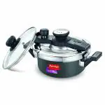 Prestige Clip-on Mini Svachh Hard Anodised Pressure Cooker with Glass Lid, 2 L (Black and Silver)