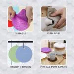 PLEXUS Silicone Trivet Mat - Hot Pot Holder Hot Pads for Table & Counter-top - Trivet for Hot Dishes - Non-Slip & Heat Resistant Modern Kitchen Hot Pads for Pots & Pans (Pack of 4)