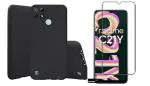 Shagya Realme C21Y Black Tpu Protective Sleek Back Cover Case With Tempered Glass
