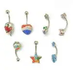 Tattoo Gizmo Stylish Stainless Steel Piercing Jewelry Set Of 7 Belly Button Rings
