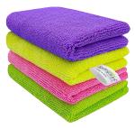 Softspun Multicolor Microfiber Cloth (Pack of 4)