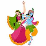 CVANU Beautiful Radha-Krishna with Bansuri Playing Religious Wall Sticker for Wall Decor