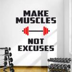 StickMe Multicolor Vinyl Gym Fitness Motivation Make Muscles, Not Excuses Sport Wall Sticker