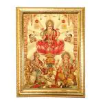 Hawai Gold Plated Saraswati Ganesh Laxmi Wooden Wall Hanging Religious Photo Frame for Worship Use SFDI567GLDFRM 8.5x7 inch