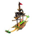 ANSHEZ Modern Art Handicrafts Ship Showpiece | Beautiful Handicraft Wooden Ship / Bamboo Boat for Home Decor, Office and Business Gift | (Multicolor 41x31x9 CM) Pack of 1