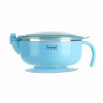 Hopop Stay Warm Baby Steel Bowl with Suction Base & Snap on Lid, Suitable from 6 Months, BPA Free (Blue)
