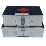 GinoSet Stainless Steel Rectangular (Empty) Medicines Storage/First Aid Box For all use (Set of 2 pic. Silver color) (1st -9 inch & 2nd-10 inch) Incomplete