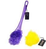 Lonekart Handle Loofah & Big Round Loofah for Bathing Purple, Yellow (Pack of 2)