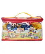 PEACOCK Kinder Blocks Dairy Farm Set with PVC Bag, Multicolor (Set of 64 Pieces)
