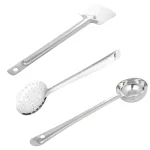 Chefkit 3 Pieces Stainless Steel Kitchen Tools Set for Cooking and Serving, Pack of 3 Ladle (Karachhi), Skimmer (Jhara) & Turner/Spatula (Palta)