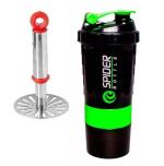 URBAN BUY Stainless Steel Pav Bhaji Masher With Heavy Plastic and Stylish Gym Shaker Bottle and Multicolour, Pack of 2