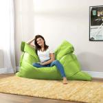 Ink Craft Leather Square Shape Large Bean Bag Lounge/Indoor/Living Room/Gamer Roomr Chair Cover Without Beans (Green, Large, 140Cm X 140Cm)