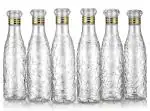 EXODUS Zig-Zag Golden Ring Diamond Cap Water Bottles For Fridge Home Office Gym School 1000 ml Bottle (Pack of 6, Clear)
