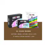Kadam Fabric Dye Colour, Shade No 24 Jeans Brown 50g Pack of 10 Single Color Pouches ,Includes Color Fixer ,Kadam Pakka Rang