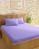 Sleeping Owls Cotton Lavender Bedsheet With Pillow Covers, 305 cm X274 cm (Set Of 3)