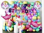 SV Traders Unicorn Theme/Pastel Macrons Theme Birthday Decoration Combo Set Of 104 Pcs